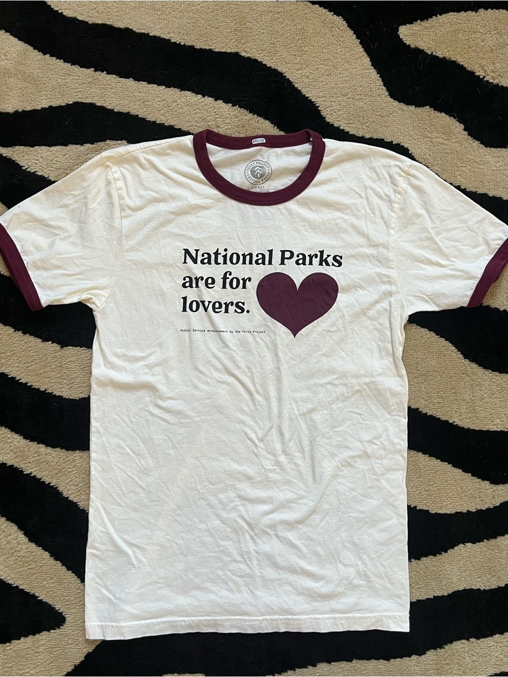 Parks Project Cream Ringer Tee with Burgundy Accents
